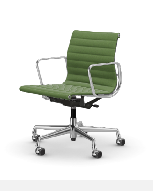 vitra Eames Aluminium Chair EA 118 - Work - Hopsak - Hopsak grass green/forest - verchroomd onderstel