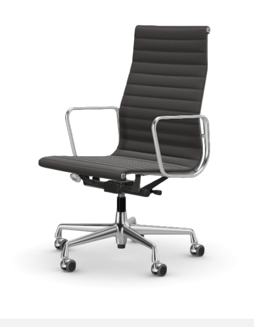 vitra Eames Aluminium Chair EA 119 - Work - Hopsak - Hopsak dark grey/nero - verchroomd onderstel