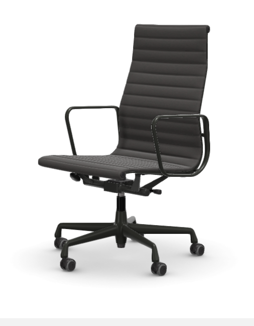 vitra Eames Aluminium Chair EA 119 - Work - Hopsak - Hopsak dark grey/nero - gecoat diepzwart onderstel