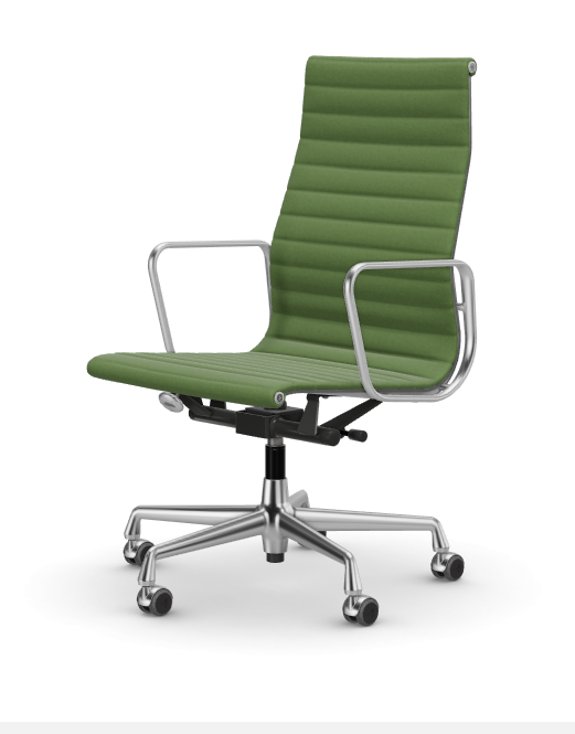 vitra Eames Aluminium Chair EA 119 - Work - Hopsak - Hopsak grass green/forest - verchroomd onderstel