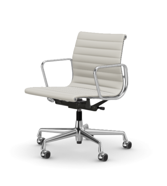 vitra Eames Aluminium Chair EA 118 - Work - leder - snow leder - verchroomd onderstel