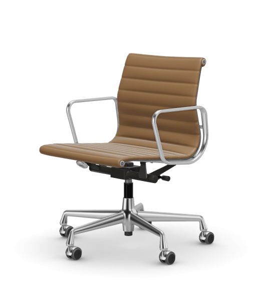 vitra Eames Aluminium Chair EA 118 - Work - leder - camel leder - verchroomd onderstel