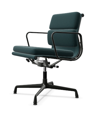 vitra Eames Soft Pad Chair EA 231 - Home Office - Laser RE - gecoat diepzwart onderstel - teal blue