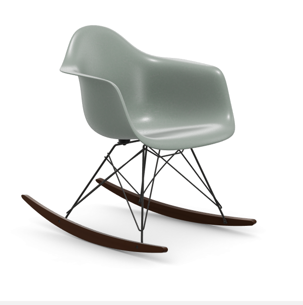 vitra Eames Fiberglass Armchair RAR - zwart - sea foam green - donker