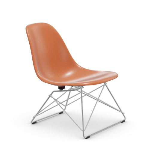 vitra Eames Fiberglass Side chair LSR - verchroomd - red orange