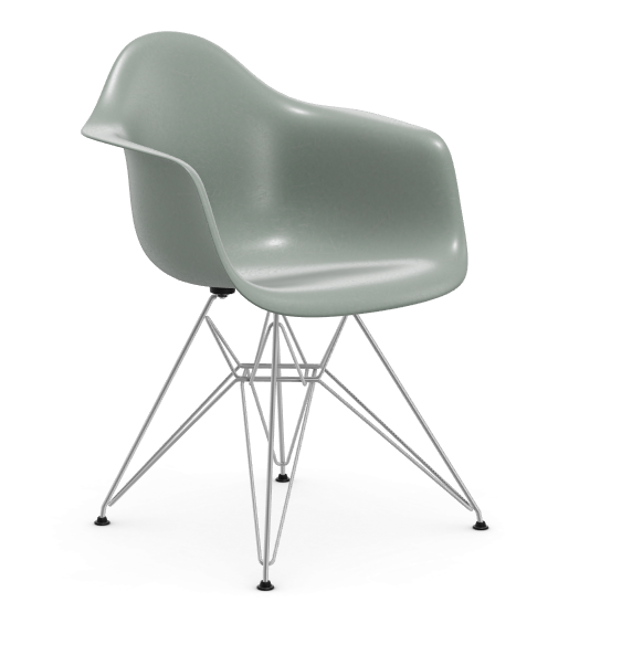 vitra Eames Fiberglass Armchair DAR - verchroomd - sea foam green