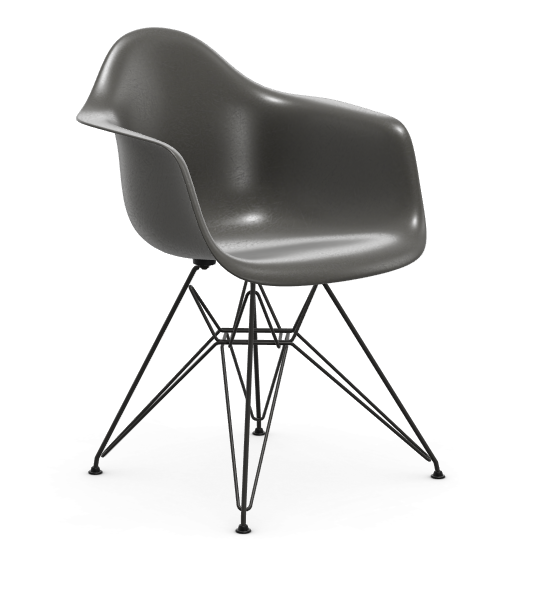 vitra Eames Fiberglass Armchair DAR - zwart - elephant hide grey