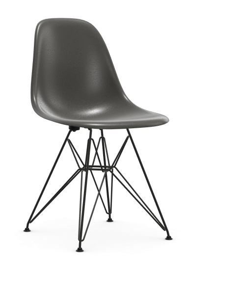 vitra Eames Fiberglass Side chair DSR - zwart - elephant hide grey