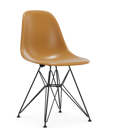 vitra Eames Fiberglass Side chair DSR - zwart - dark ochre