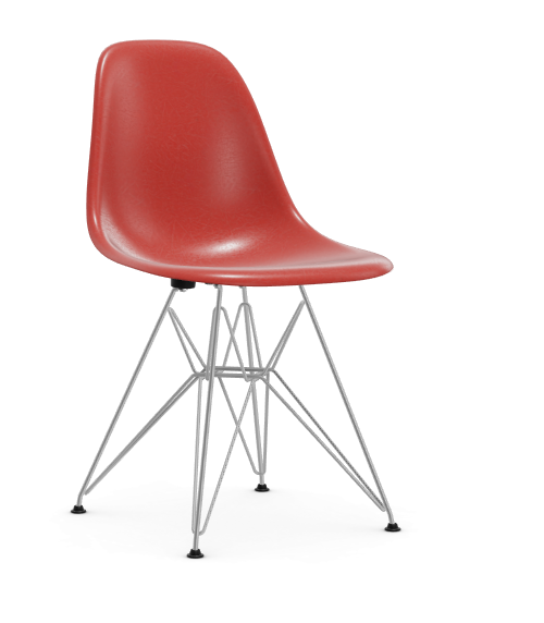 vitra Eames Fiberglass Side chair DSR - verchroomd - classic red