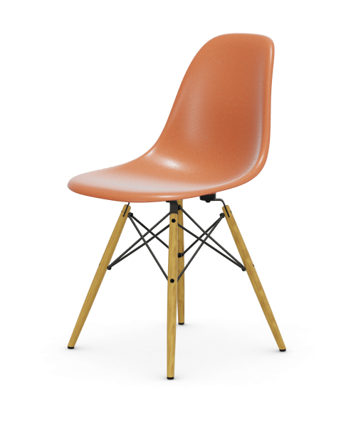 vitra Eames Fiberglass Side chair DSW - esdoorn licht - red orange