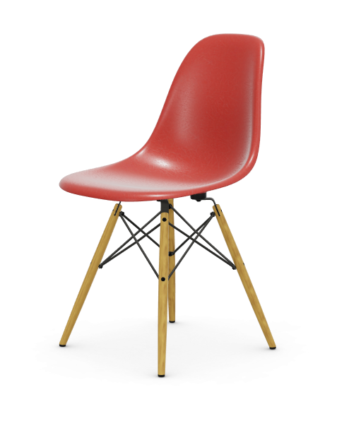 vitra Eames Fiberglass Side chair DSW - esdoorn licht - classic red