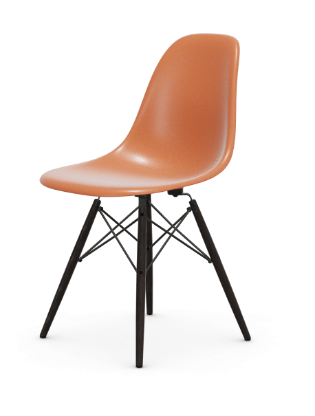 vitra Eames Fiberglass Side chair DSW - esdoorn zwart - red orange