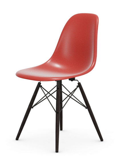 vitra Eames Fiberglass Side chair DSW - esdoorn zwart - classic red