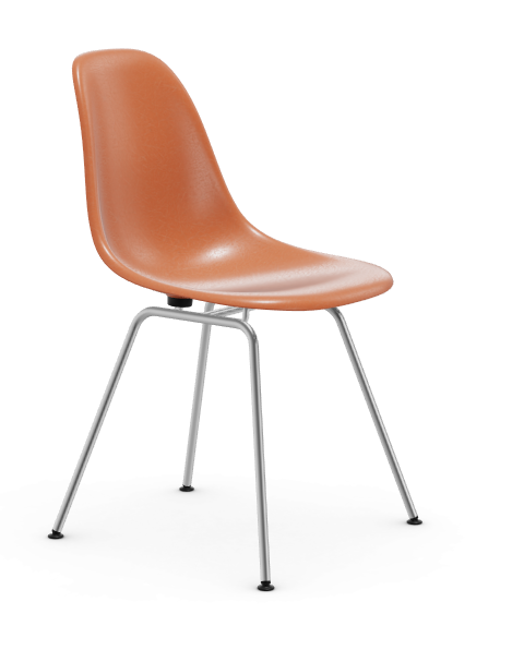 vitra Eames Fiberglass Side chair DSX - verchroomd - red orange