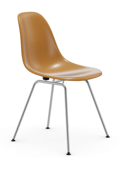 vitra Eames Fiberglass Side chair DSX - verchroomd - dark ochre