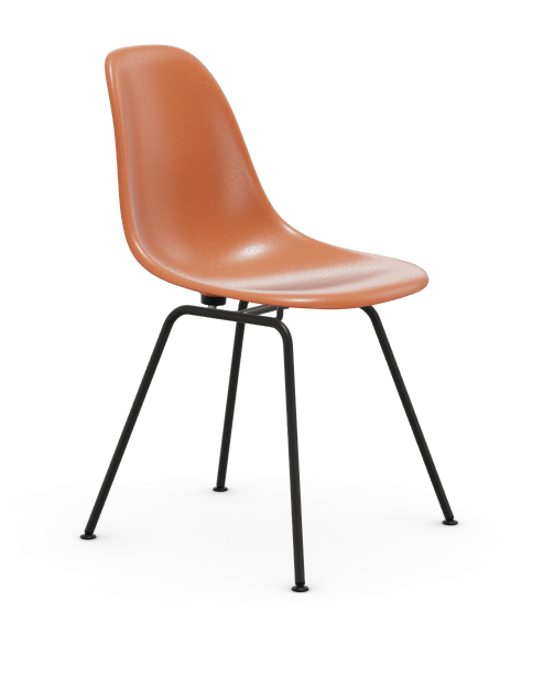 vitra Eames Fiberglass Side chair DSX - zwart - red orange