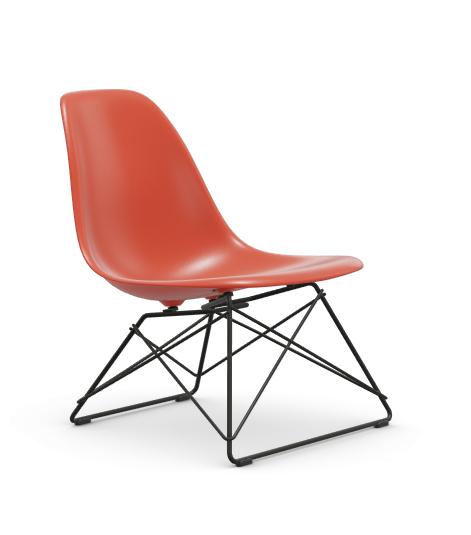 vitra Eames Plastic Side chair LSR RE - zwart - poppy red RE