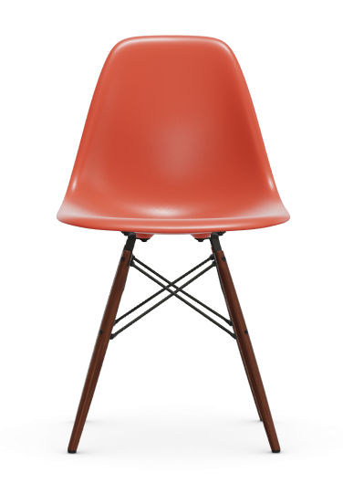 vitra Eames Plastic chair DSW RE - esdoorn donker - poppy red RE