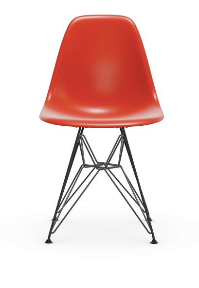 vitra Eames Plastic chair DSR RE - zwart - poppy red RE