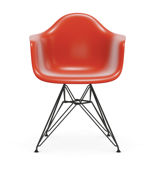 vitra Eames Plastic Armchair DAR RE - zwart - poppy red RE