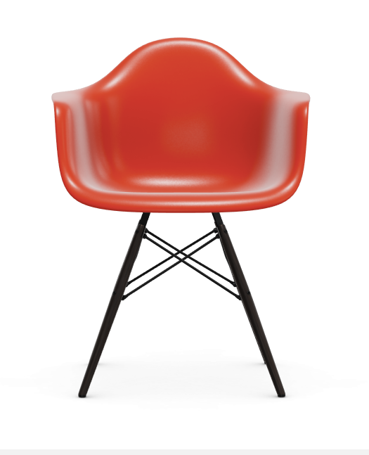 vitra Eames Plastic Armchair DAW RE - esdoorn zwart - poppy red RE