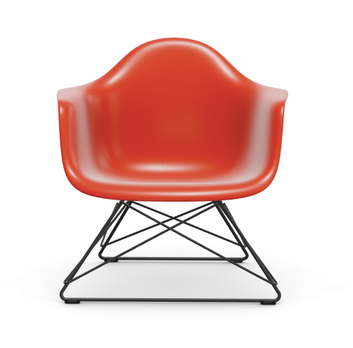 vitra Eames Plastic Armchair LAR RE - zwart - poppy red RE