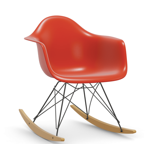 vitra Eames Plastic Armchair RAR RE - zwart & esdoorn licht - poppy red RE