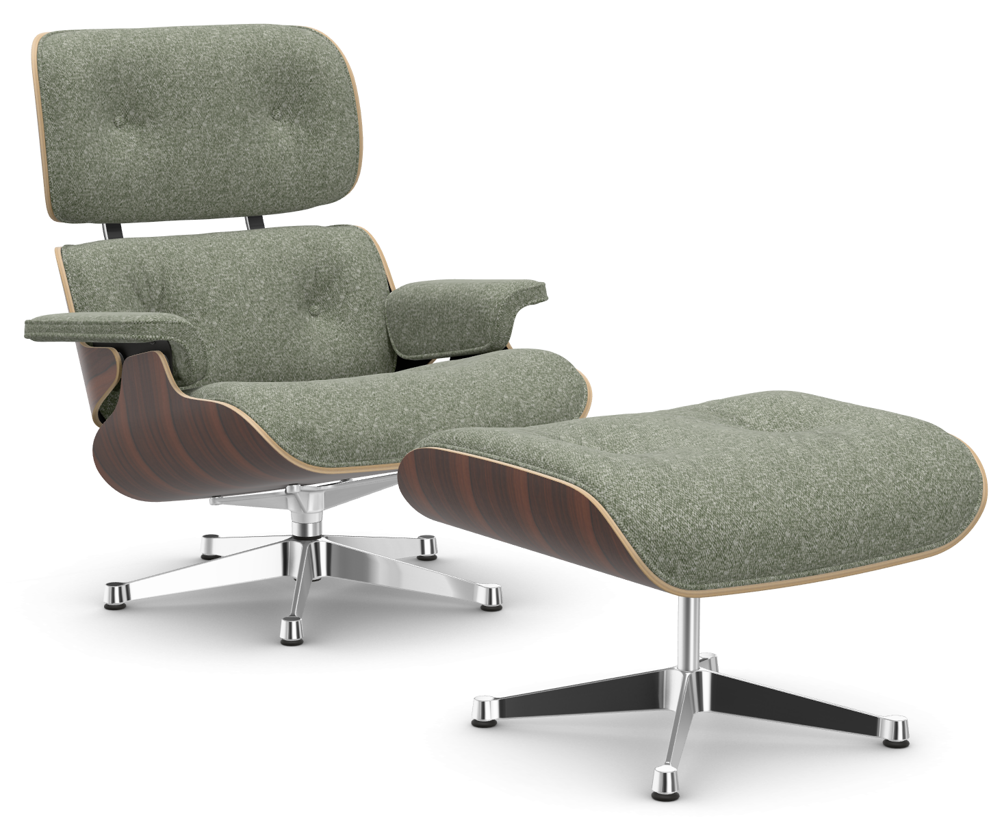 vitra Eames Lounge Chair & Ottoman - Santos Palissander / Nubia - Santos Palissander & Nubia ivory / forest