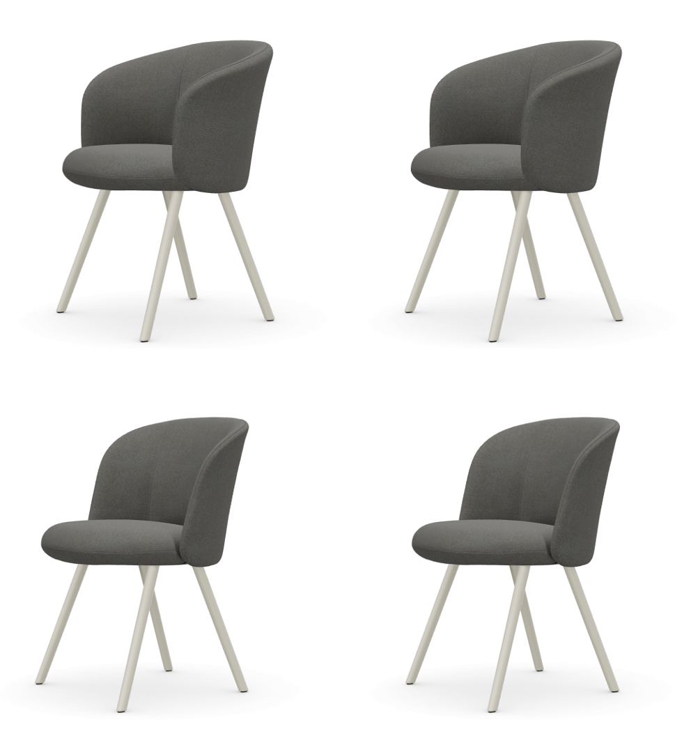 vitra Mikado eetkamer set - aluminium/chalk - Credo mother of pearl/black