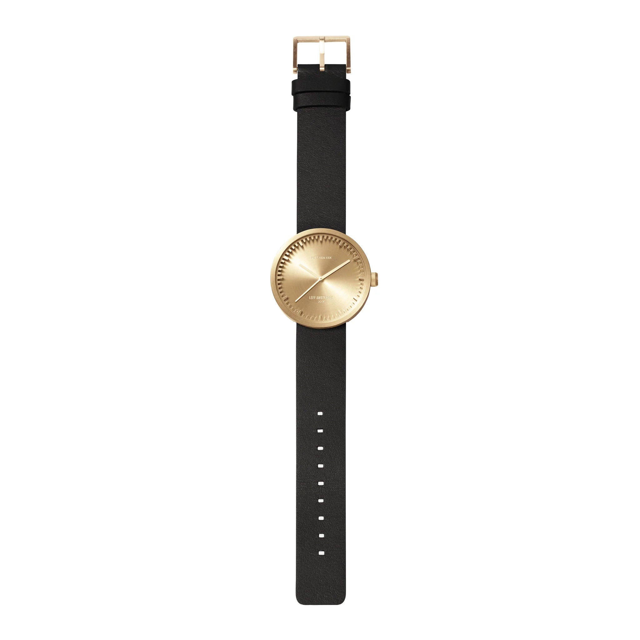 Leff Amsterdam Tube Watch D42 Horloge - Messing met Leren Band