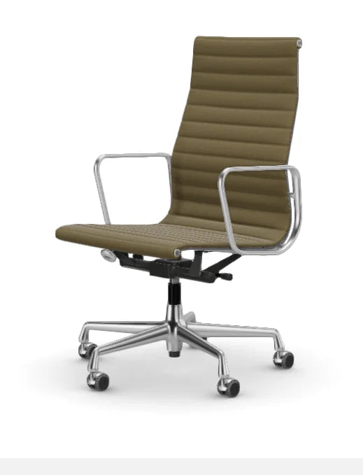 vitra Eames Aluminium Chair EA 119 - Work - Hopsak - Hopsak dark grey/mustard - verchroomd onderstel