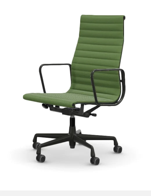 vitra Eames Aluminium Chair EA 119 - Work - Hopsak - Hopsak grass green/forest - gecoat diepzwart onderstel