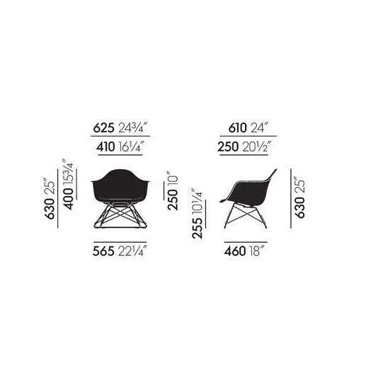 vitra Eames Fiberglass Armchair LAR - zwart onderstel