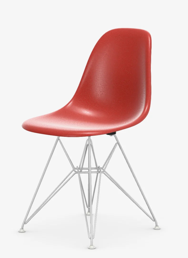 vitra Eames Fiberglass Side chair DSR - wit onderstel - classic red
