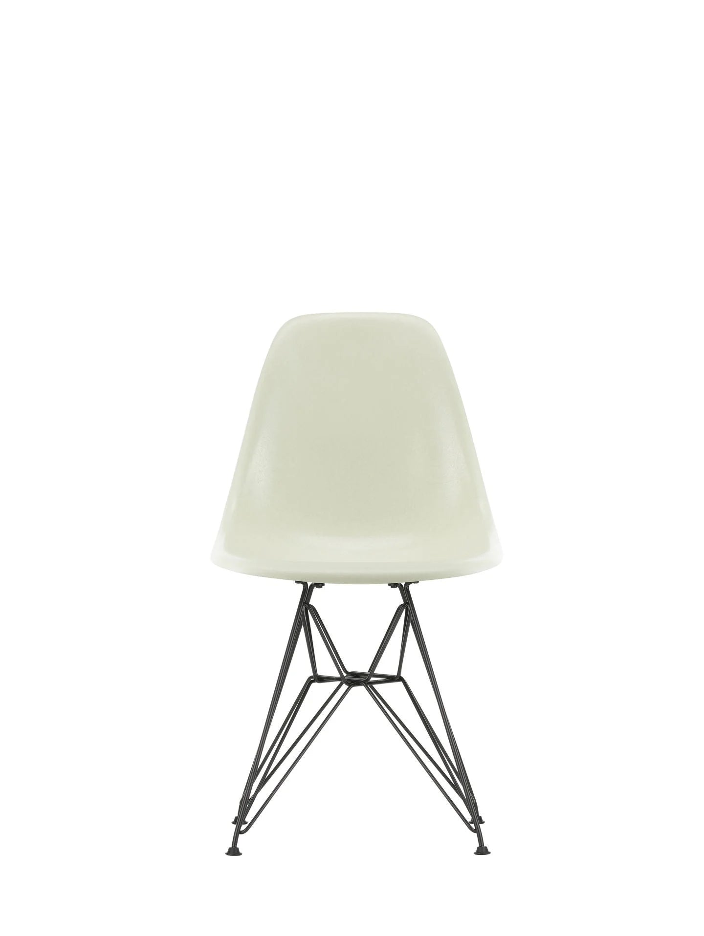 vitra Eames Fiberglass Side chair DSR - zwart onderstel - parchment