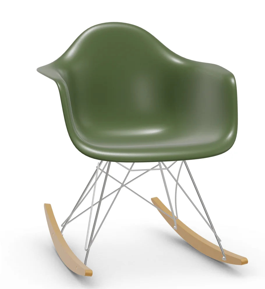 vitra Eames Plastic Armchair RAR RE - verchroomd & esdoorn licht onderstel - forest green RE