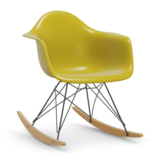 vitra Eames Plastic Armchair RAR RE - zwart & esdoorn licht onderstel - mustard RE
